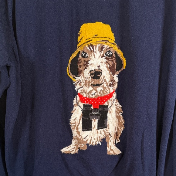 Joules Navy Mariella Fisherman Bird Watching Dog Crew Sweater Size 20 - Picture 1 of 7